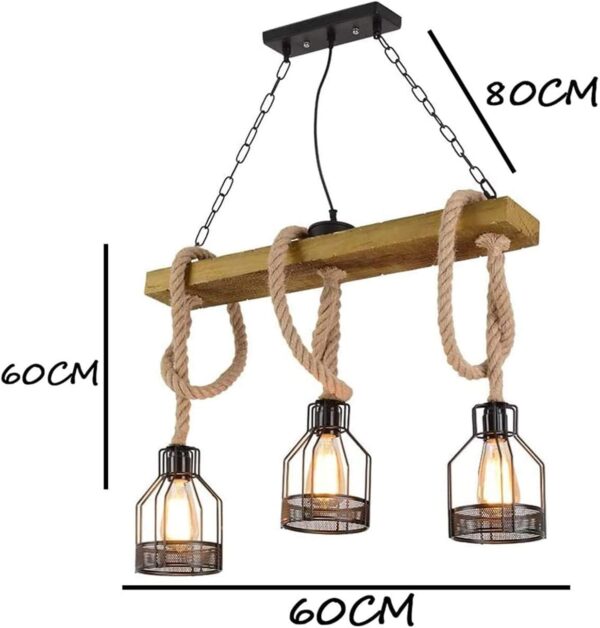 Lustre industriel en corde de chanvre E27 - Image 4