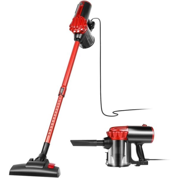 Koticidsin Aspirateur Balai Sans Sac, Aspirateur à Main 2 en 1(800W/16Kpa Puissance d'aspiration, Filtration HEPA) Rouge
