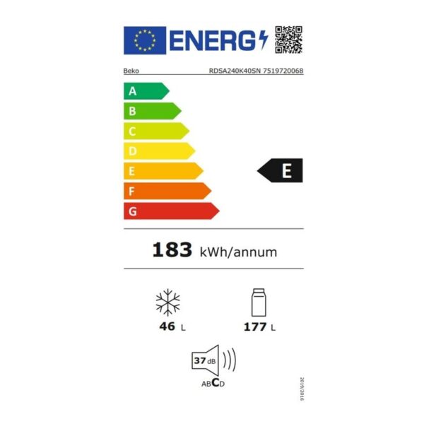 Réfrigérateur combiné 54cm 262l statique - Beko - RCSA270K40SN - Image 3