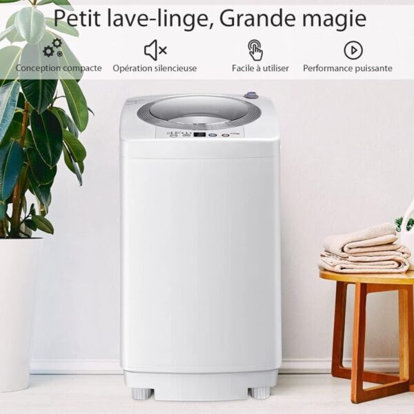 RELAX4LIFE Mini Machine à Laver avec Essorage 240W, 3,5KG, avec 6 Cycles de Lavage Sélectionnables, Réglage du Déséquilibre Automatique, Laver Vos Linges de l'Appartement/Camping/Voyage - Image 2