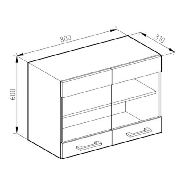 Meuble de cuisine haut vitré R-Line, Chêne de force doré, 80 cm, Vicco - Image 4